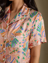 [Rosa Fauna] SilkSilky-DE Short Sleeve Notch Collar Damen Pyjamas 006
