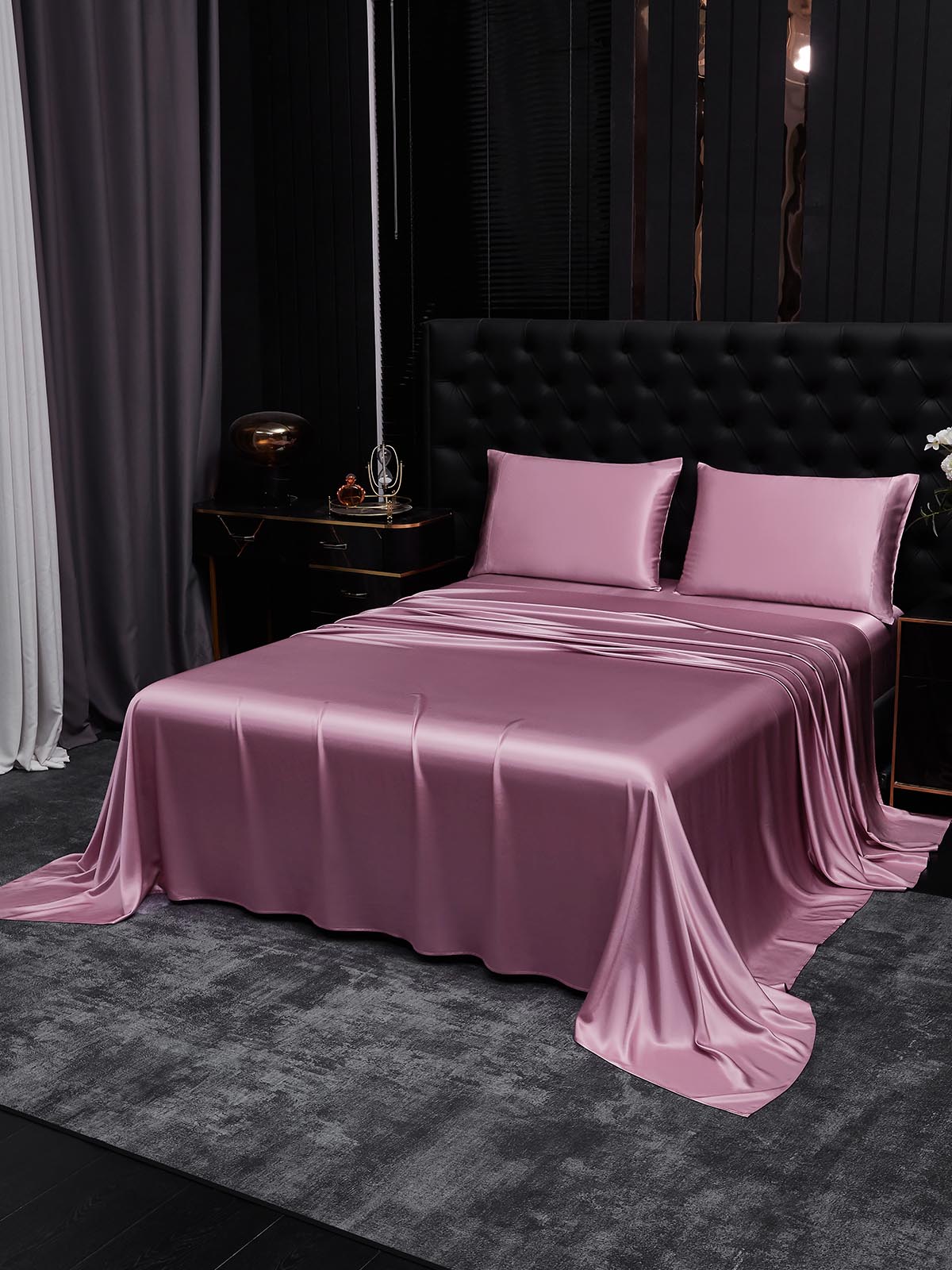 [Blasses Mauve] SilkSilky-DE 25Momme Reine Seide Bedding Set 002,