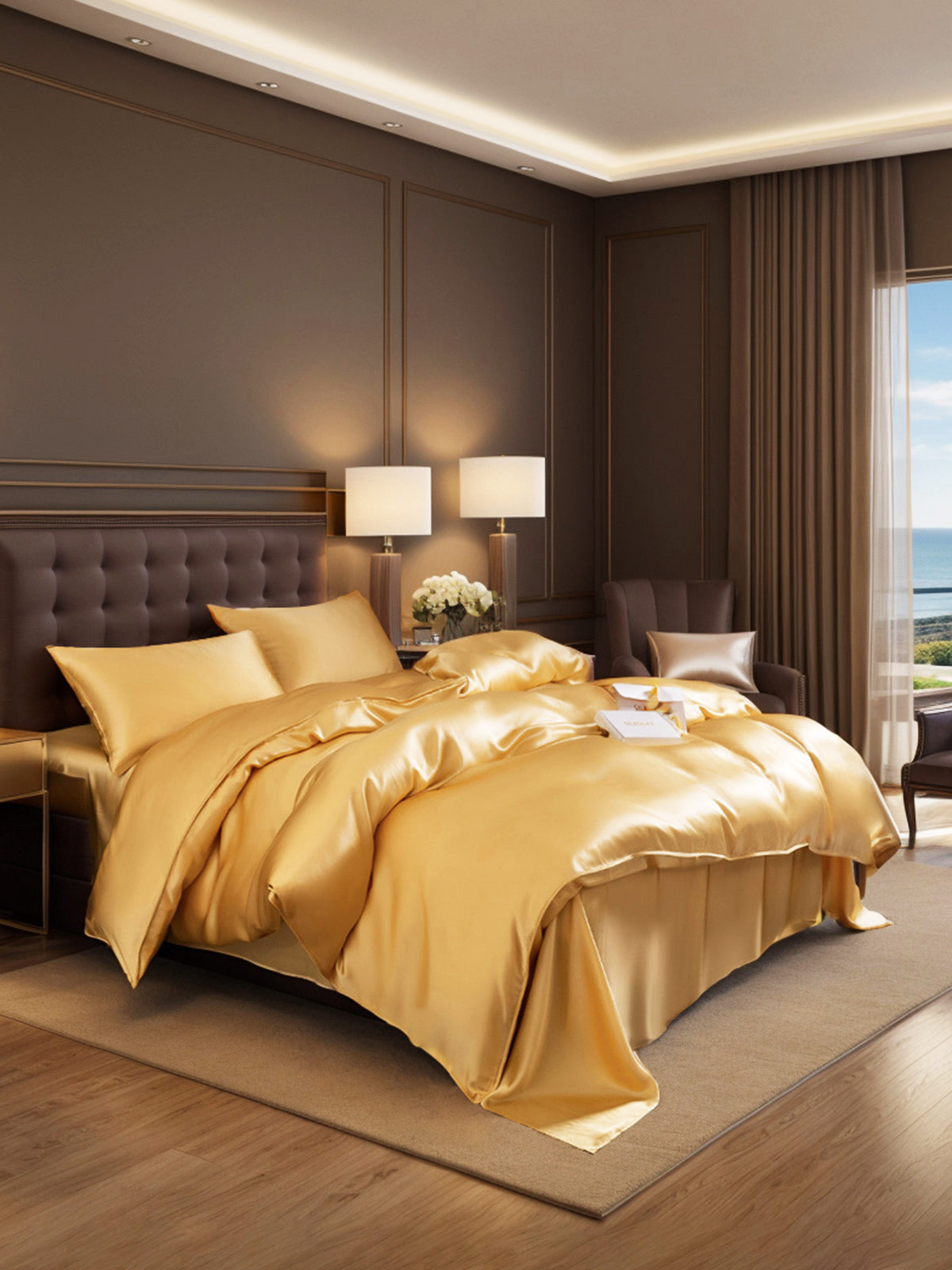 [Champagner] SilkSilky-DE 19Momme Bettwäsche Sets 002