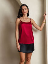 [Rotwein] SilkSilky-DE Spaghetti Strap Cami Top 005