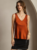 [Karamell] SilkSilky-DE Sleeveless V Neck Cami Top 007