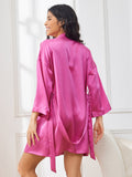 SilkSilky DE Reine Seide Halblange Ärmel Womens Robe Rosa 002