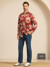 [Weinroter Drache] SilkSilky-DE Long Sleeve Lapel Collar Herrenhemd 008