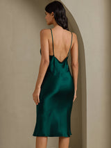 [Grün] SilkSilky-DE Sleeveless V Neck Kleider 002