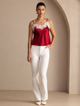 [Rotwein] SilkSilky-DE Spaghetti Strap V Neck Cami Top 006