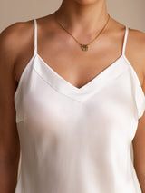[Weiß] SilkSilky-DE Sleeveless V Neck Cami Top 003