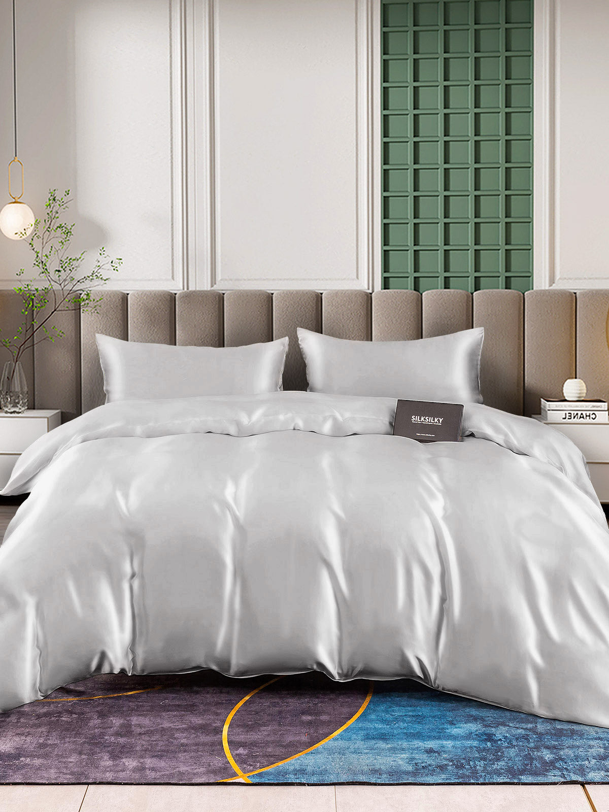 [Silber] SilkSilky-DE 25Momme Reine Seide Bedding Set 004,