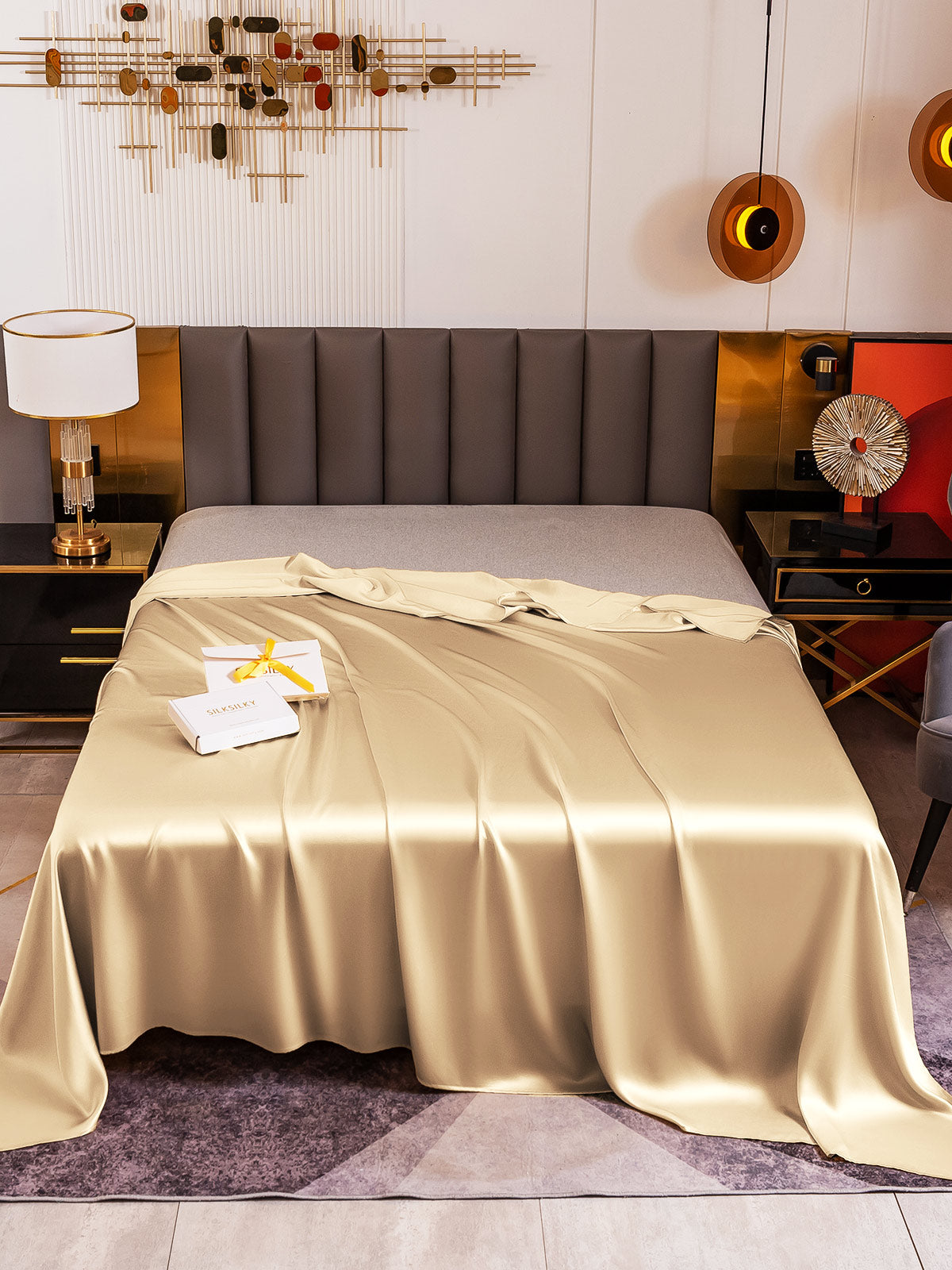[Beige] SilkSilky-DE 19Momme Reine Seide Sheet 002