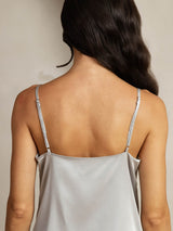 [Silber] SilkSilky-DE Spaghetti Strap Cowl Neck Cami Top 005