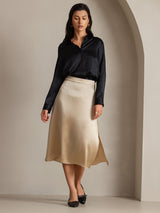 [Schwarz] SilkSilky-DE Long Sleeve Lapel Collar Damenhemd 003