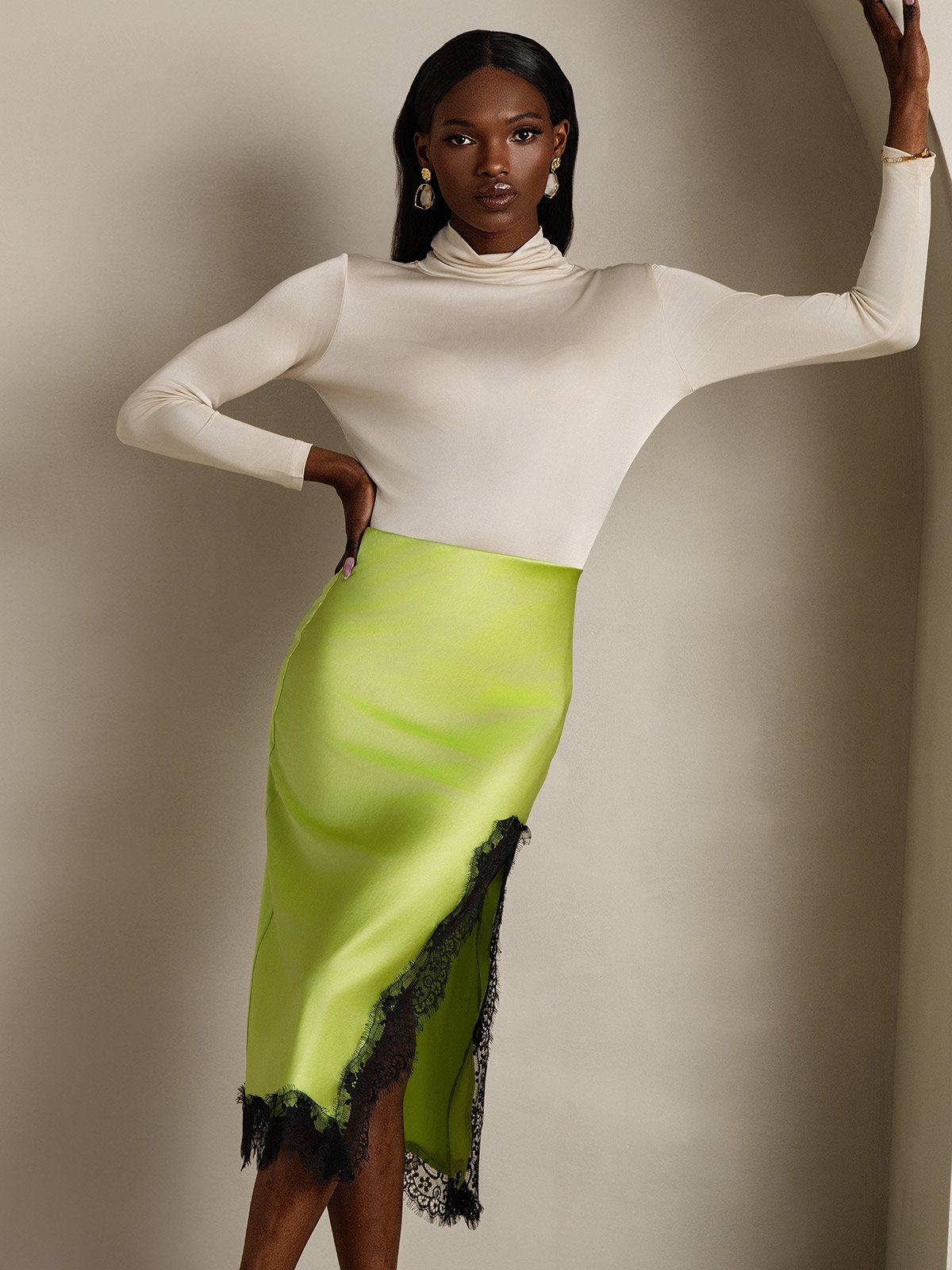 [Mintgrün] SilkSilky-DE 19Momme Seide Skirt 003