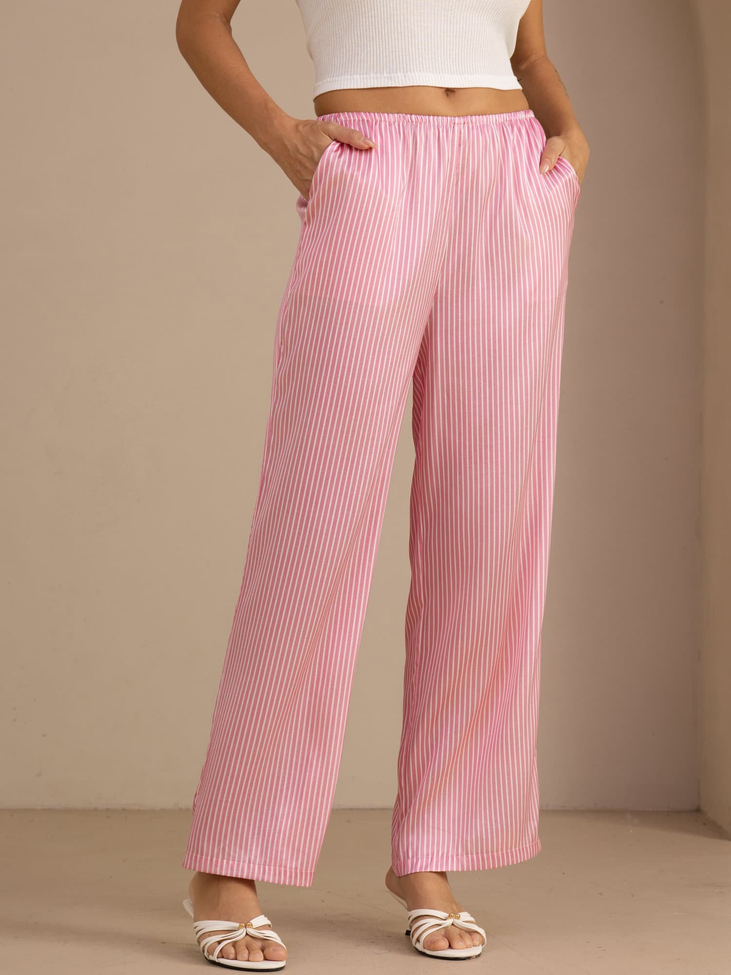 [Rosa Nadelstreifen] SilkSilky-DE Womens Pants 001