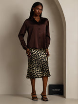 [Dunkle Schokolade] SilkSilky-DE Long Sleeve Lapel Collar Damenhemd 007