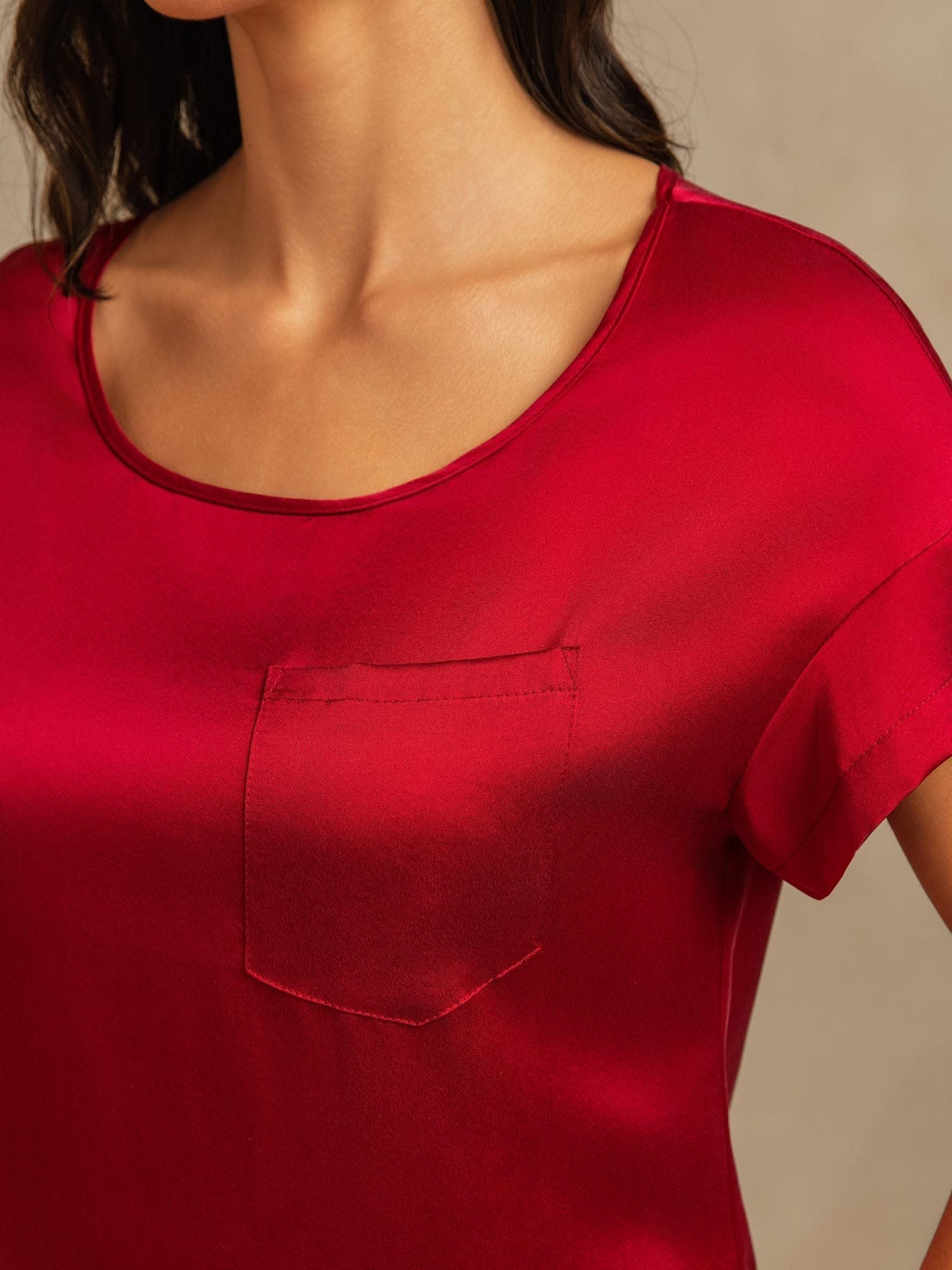 [Rotwein] SilkSilky-DE 19Momme Seide Nightgown 004