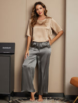[Multi] SilkSilky-DE Half Sleeve Round Neck Damen Pyjamas 001