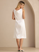 [Weiß] SilkSilky-DE Sleeveless Cowl Neck Kleider 002