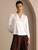 [Weiß] SilkSilky-DE Long Sleeve Blouse 003