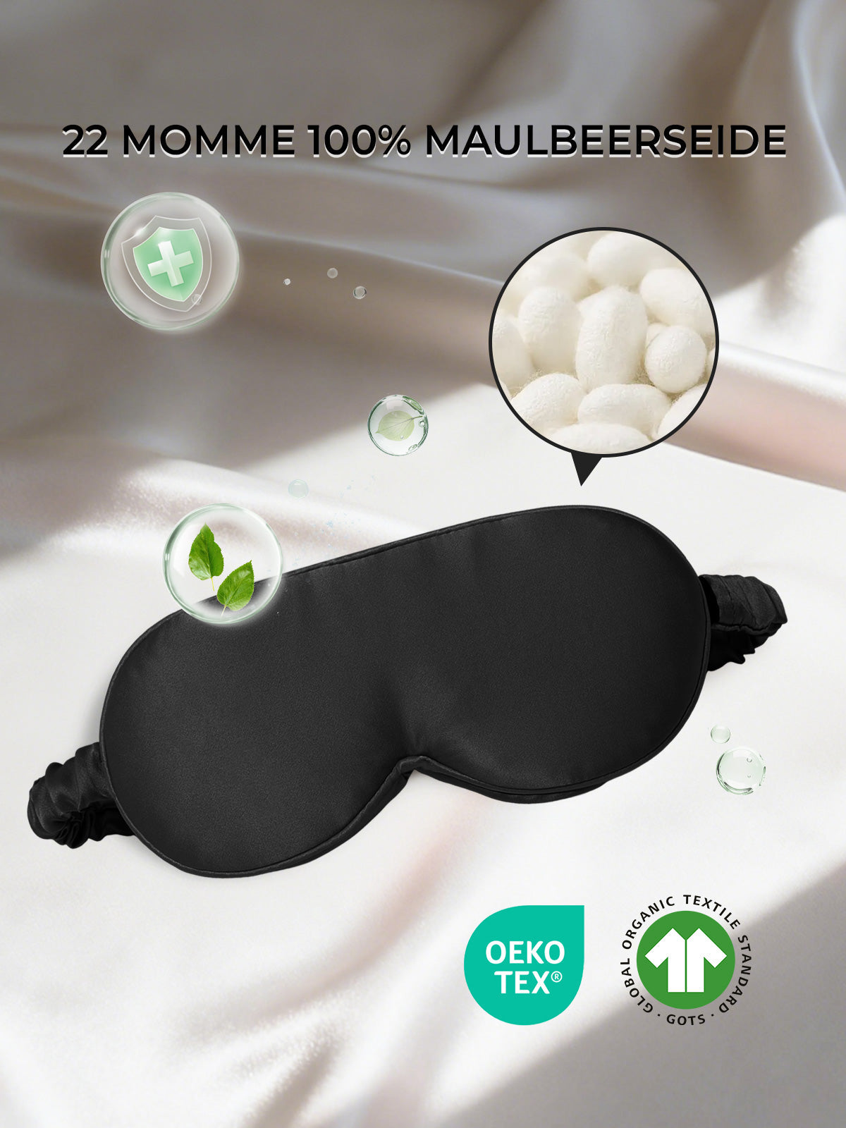 [Schwarz] SilkSilky-DE Reine Seide Eye Mask 002