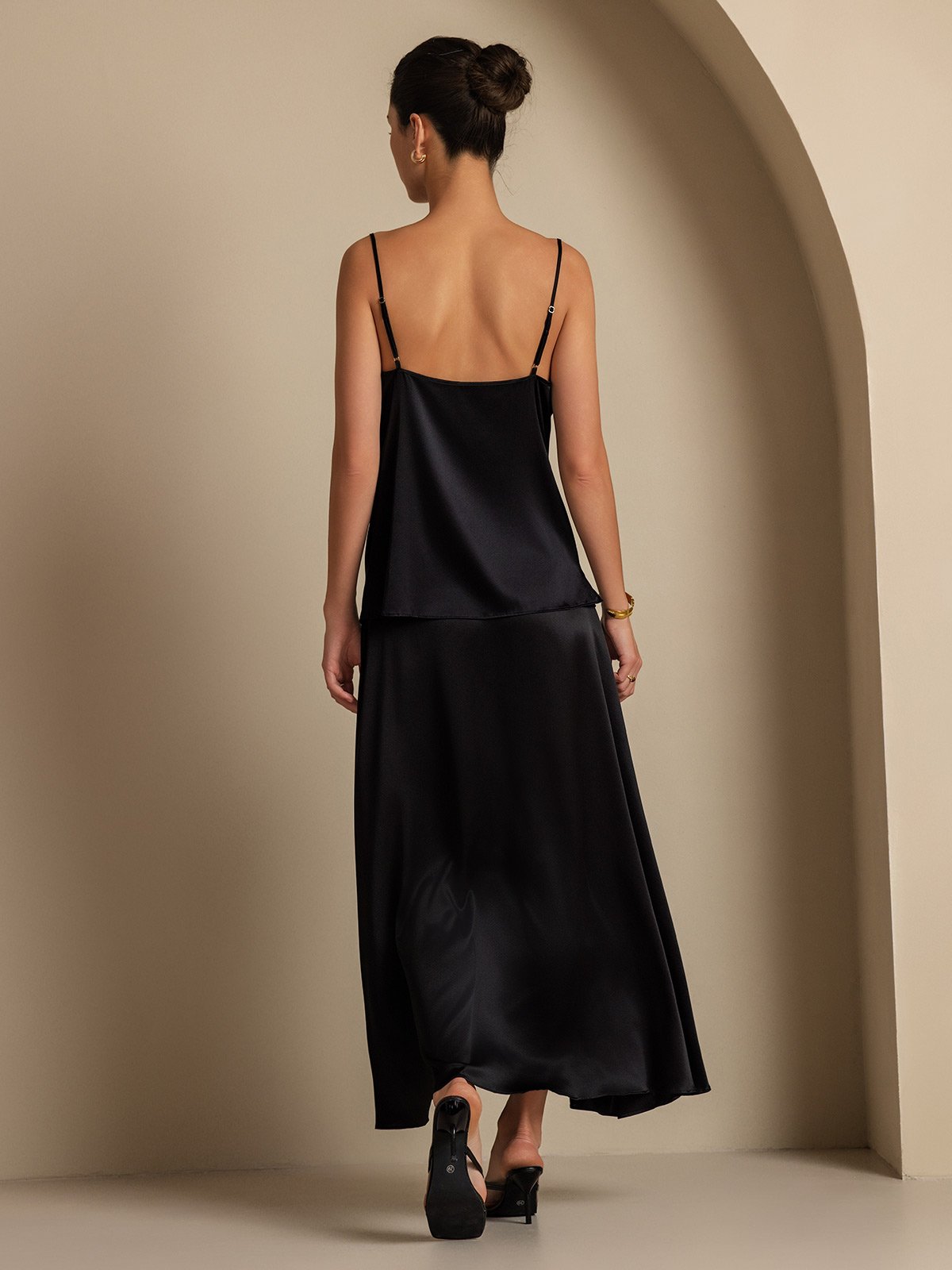 [Schwarz] SilkSilky-DE 19Momme Seide Skirt 003,