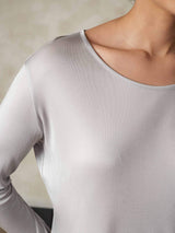 [Silber] SilkSilky-DE Langärmelig Rundhalsausschnitt Damen Lange Unterwäsche 004