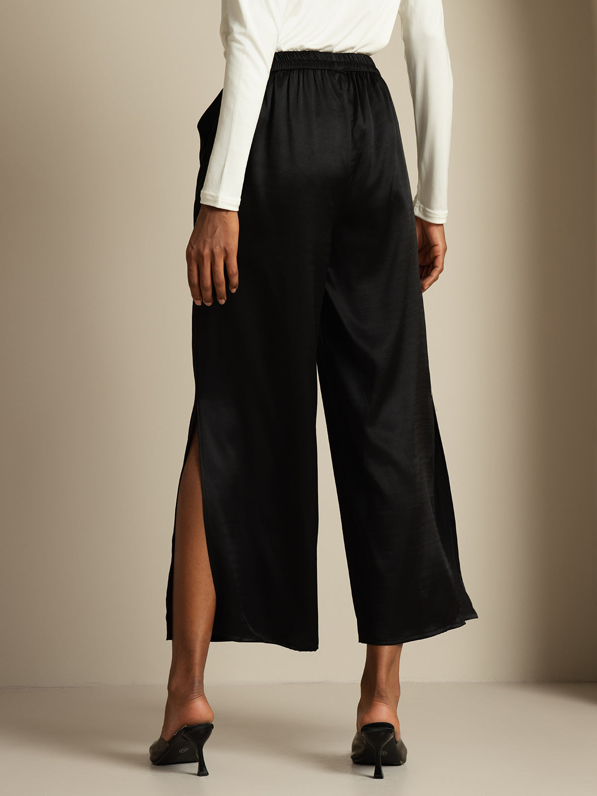 [Schwarz] SilkSilky-DE 19Momme Seide Womens Pants 002,