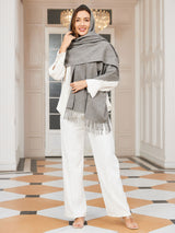 [Grau] SilkSilky-DE Wolle Schals 002