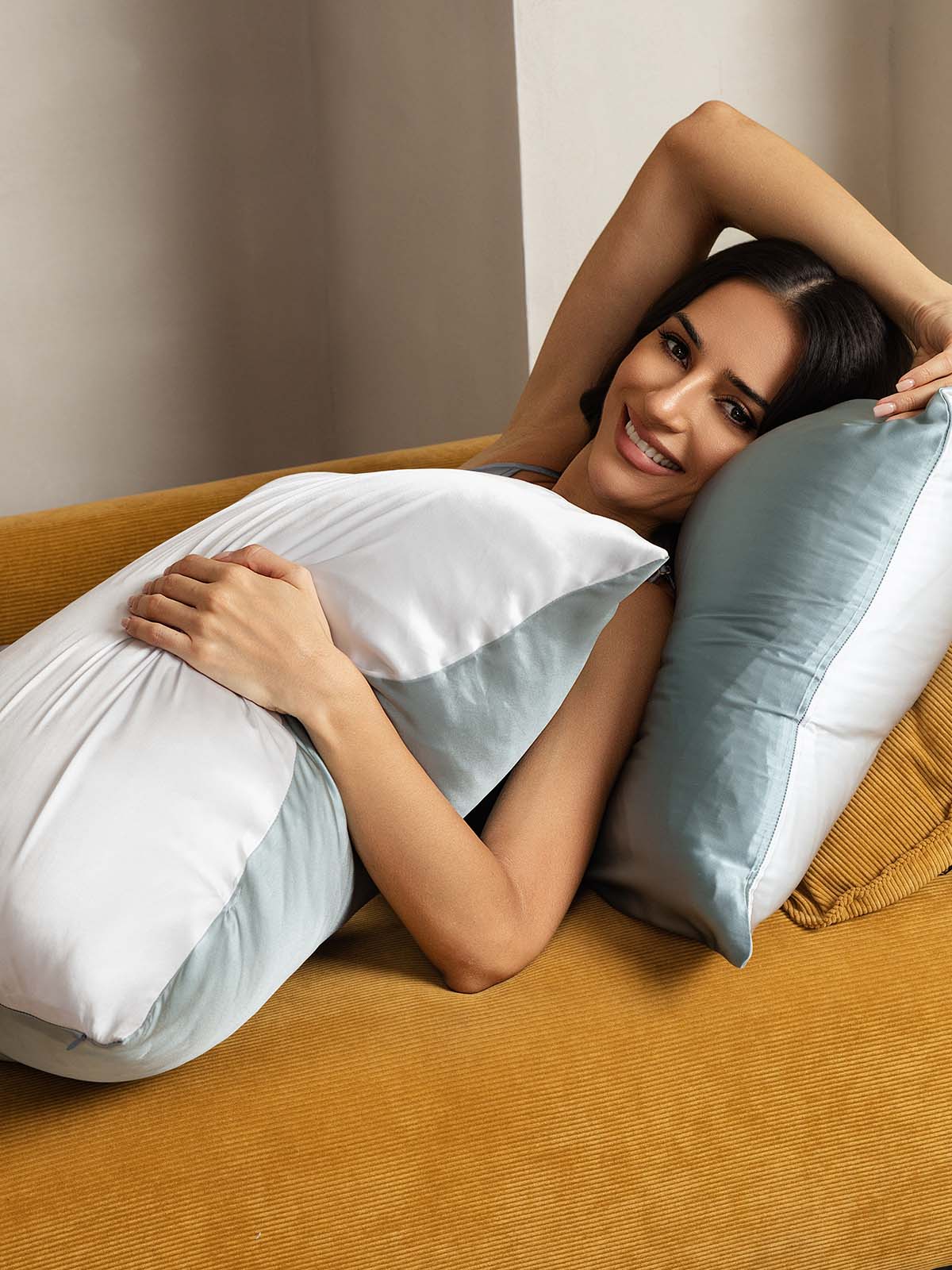 [Olivgrün+Silber] SilkSilky-DE 22Momme Reine Seide Pillowcase 004