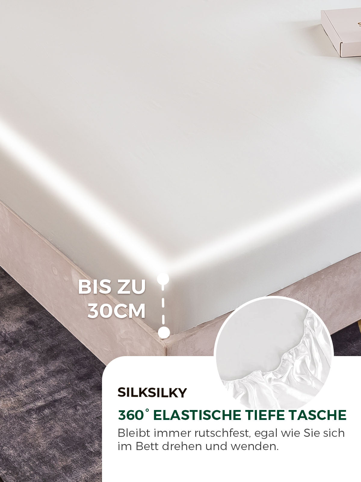 [Weiß] SilkSilky-DE 19Momme Reine Seide Sheet 004