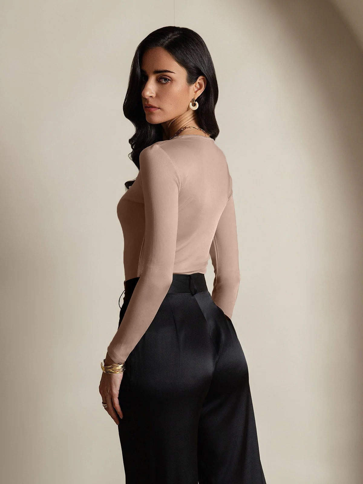 [Kaffee] SilkSilky-DE Seide Womens T-Shirt 002,