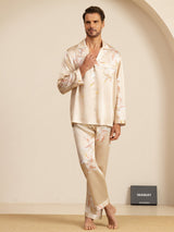 [Champagner] SilkSilky-DE Long Sleeve Notch-Kragen Herren Pyjamas 003