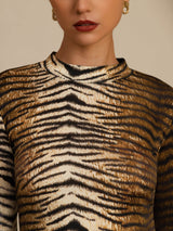 [Tiger] SilkSilky-DE Langärmelig Mock-Ausschnitt T-Shirt 006