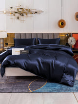 [Dunkelblau] SilkSilky-DE 19Momme Reine Seide Bedding Set 001