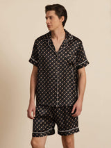 [Schwarze Kette] SilkSilky-DE Kurzärmelig Notch-Kragen Herren Pyjamas 001