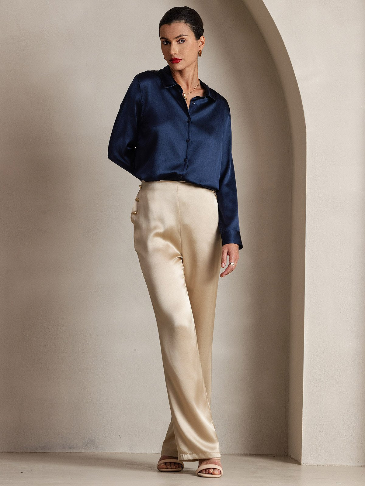 [Champagner] SilkSilky-DE 19Momme Seide Womens Pants 006