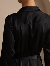 [Schwarz] SilkSilky-DE Long Sleeve Lapel Collar Kleider 004