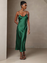 [Grün] SilkSilky-DE Sleeveless V Neck Kleider 005