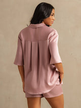 [Pfirsichhaut] SilkSilky-DE 19Momme Halblange Ärmel Notch-Kragen Damen Pyjamas 006