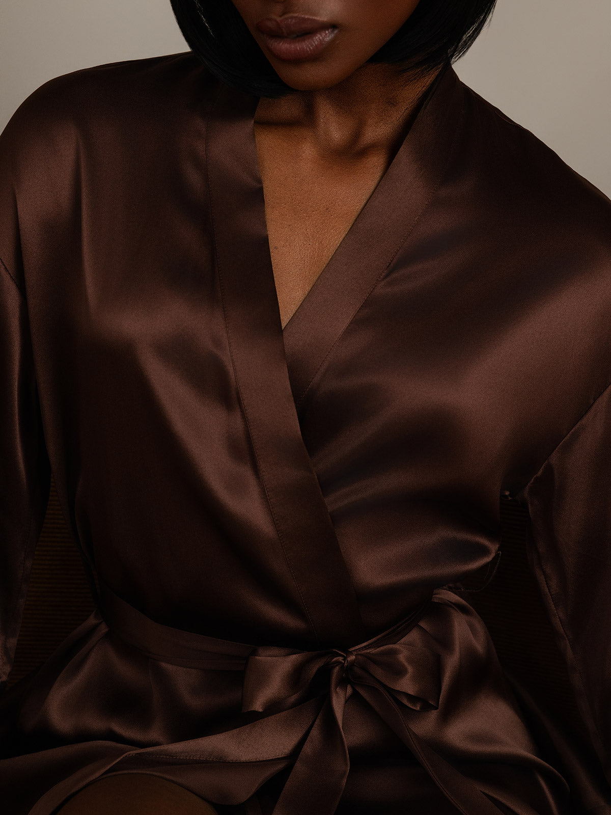 [Kaffee] SilkSilky-DE Reine Seide Womens Robe 008