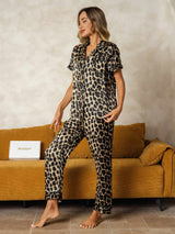 [Leopard] SilkSilky-DE Reine Seide Womens Pajamas 004