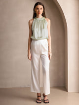 [Hellgrün] SilkSilky-DE Sleeveless Halter T-Shirt 006