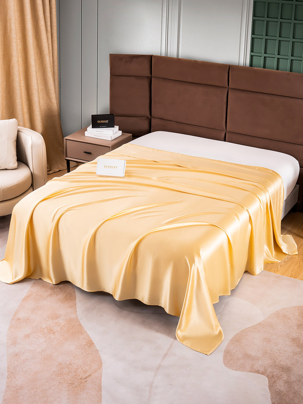 [Champagner] SilkSilky-DE 25Momme Reine Seide Sheet 003