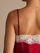 [Rotwein] SilkSilky-DE Spaghetti Strap V Neck Cami Top 005