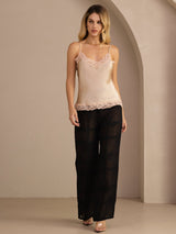 [Champagner] SilkSilky-DE Spaghetti Strap V Neck Cami Top 007