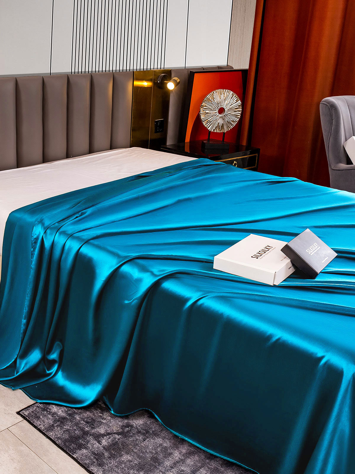 [König Blau] SilkSilky-DE 22Momme Reine Seide Sheet 004