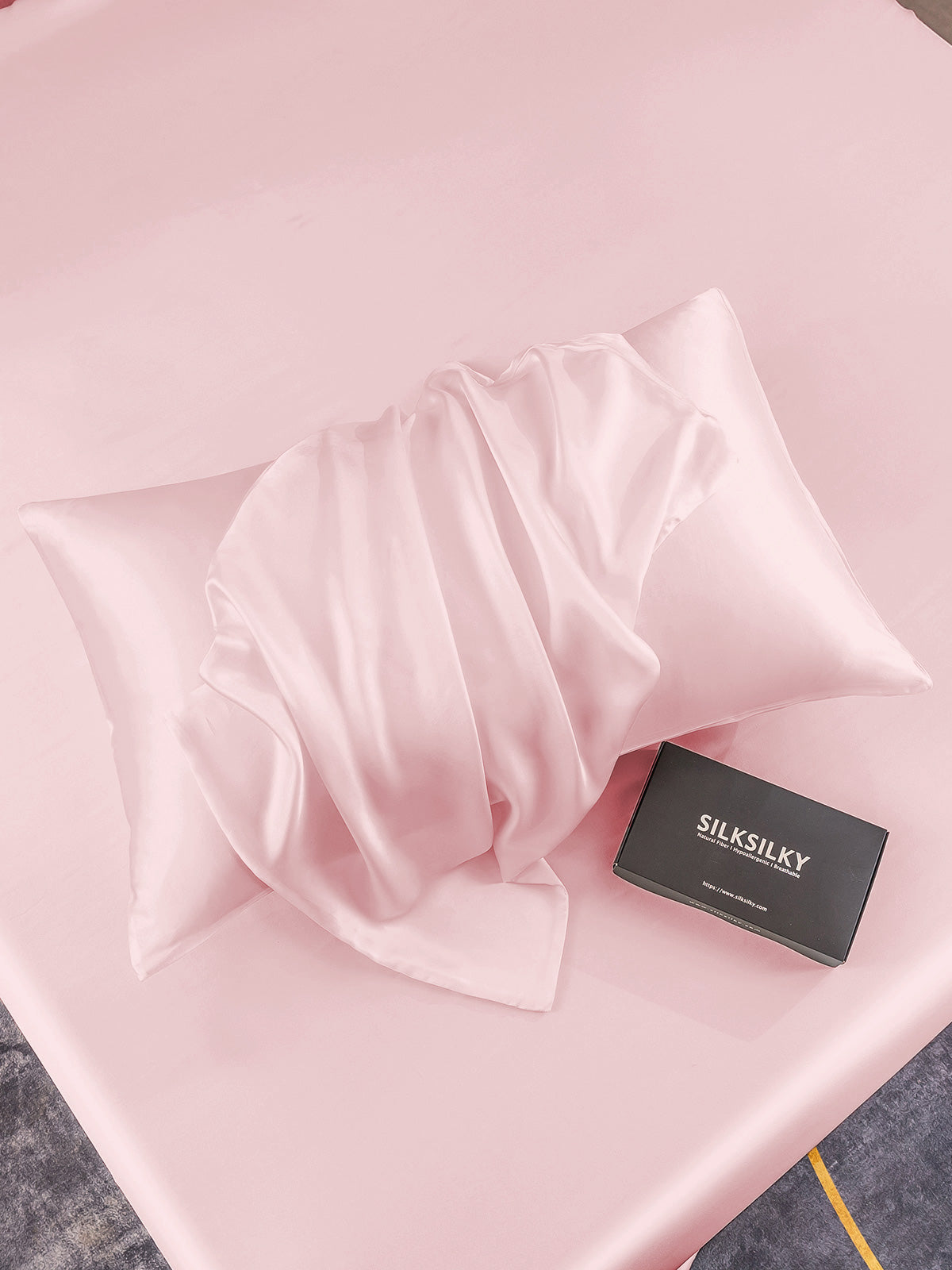 SilkSilky-DE 19Momme Reine Seide Pillowcase Rosa 005