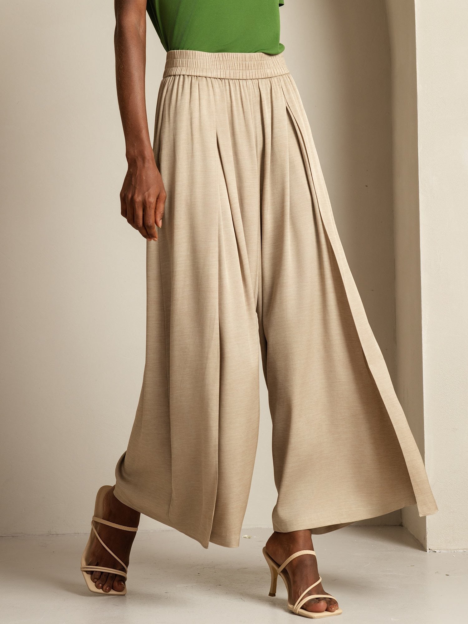 [Tan] SilkSilky-DE 19Momme Seide Womens Pants 006