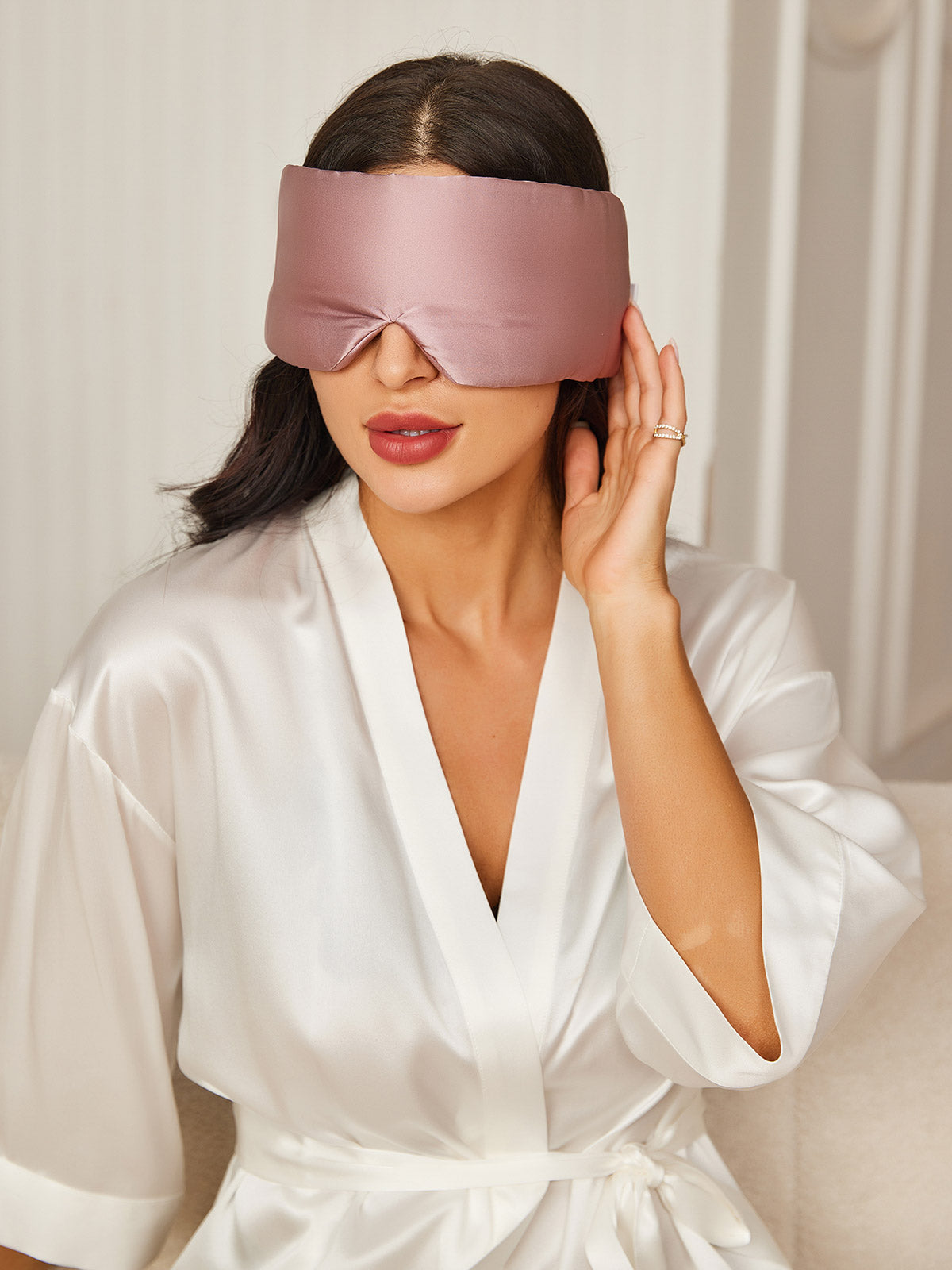 [Blasses Mauve] SilkSilky-DE 19Momme Reine Seide Eye Mask 004