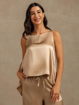 [Champagner] SilkSilky-DE Sleeveless Scoop Neck Cami Top 003