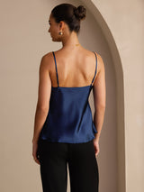 [Dunkelblau] SilkSilky-DE Sleeveless V Neck Cami Top 002