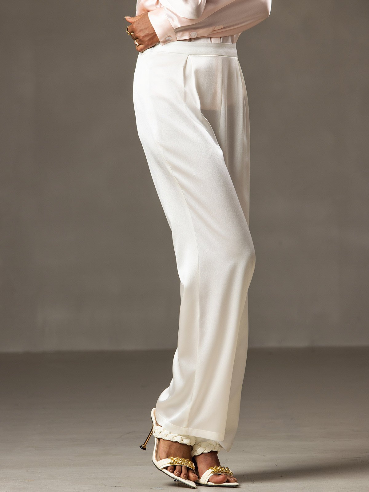 [Weiß] SilkSilky-DE 19Momme Seide Womens Pants 003